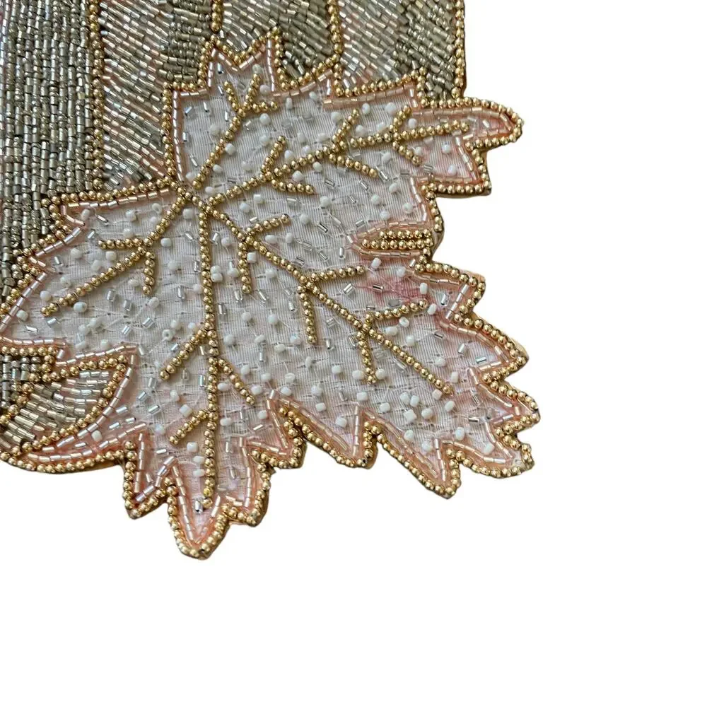 Nicole Miller Beaded PUMPKIN Placemat 15in Gold Silver Glam Fall Decor New